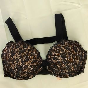 Victoria's Secret Very Sexy Push-Up Eyelash Black Bra Sz 34D